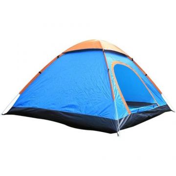Cort camping inchPop-Upinch pentru 3-4 persoane, 200x200x130 cm, Albastru/Portocaliu