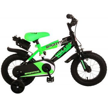 Bicicleta pentru baieti Volare Sportivo, 12 inch, culoare verde neon / negru, frana de mana + contra
