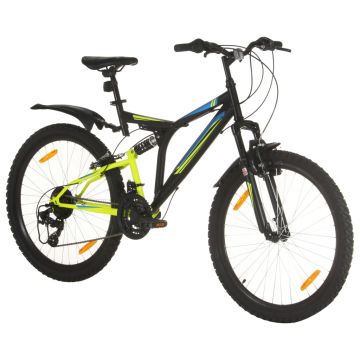 vidaXL Bicicletă montană cu 21 viteze, roată 26 inci, negru, 49 cm