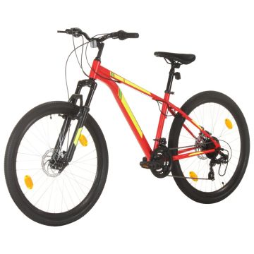 vidaXL Bicicletă montană cu 21 viteze, roată 27,5 inci, roșu, 38 cm