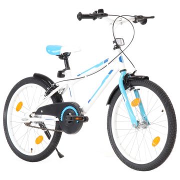 vidaXL Bicicletă pentru copii, albastru și alb, 20 inci