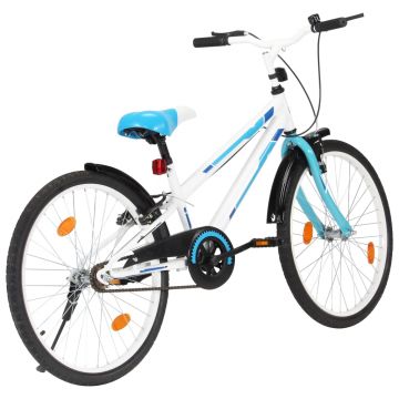 vidaXL Bicicletă pentru copii, albastru și alb, 24 inci