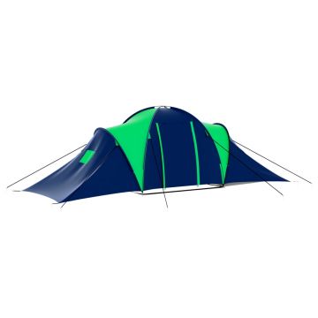 vidaXL Cort camping din material textil, 9 persoane, albastru și verde