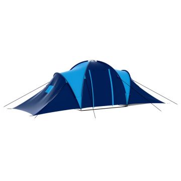 vidaXL Cort camping textil, 9 persoane, albastru închis și albastru