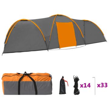 vidaXL Cort camping tip iglu, 8 pers., gri/portocaliu, 650x240x190 cm