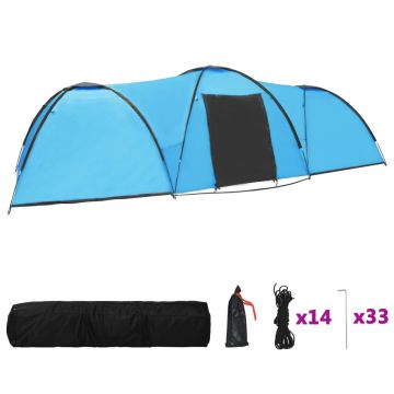 vidaXL Cort camping tip iglu, 8 persoane, albastru, 650x240x190 cm