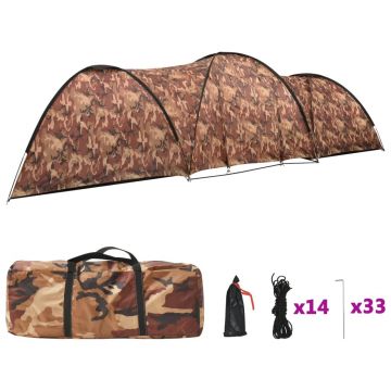 vidaXL Cort camping tip iglu, 8 persoane, camuflaj, 650x240x190 cm