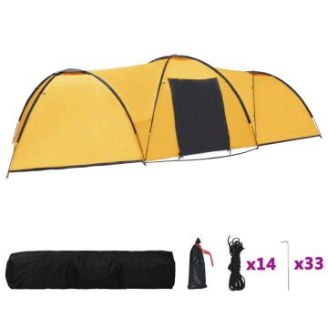 vidaXL Cort camping tip iglu, 8 persoane, galben, 650x240x190 cm