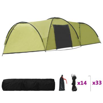 vidaXL Cort camping tip iglu, 8 persoane, verde, 650x240x190 cm