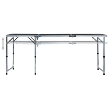 vidaXL Masă de camping pliabilă, gri, 180 x 60 cm, aluminiu