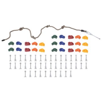 vidaXL Pietre de cățărat cu funie, 50 piese, multicolor