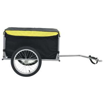 vidaXL Remorcă de bicicletă, negru și galben, 65 kg