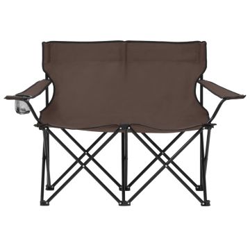 vidaXL Scaun de camping pliabil, 2 locuri, gri taupe, oțel și textil