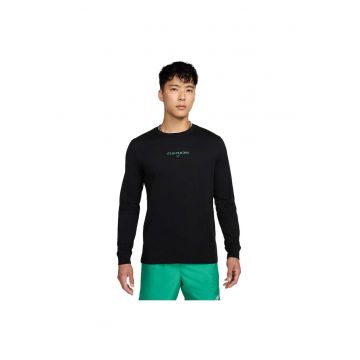 Bluza sport  maneca lunga - decolteu rotund - bumbac - negru