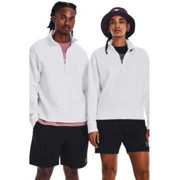 Bluza unisex cu fermoar scurt pentru antrenament Summit - Alb/Negru