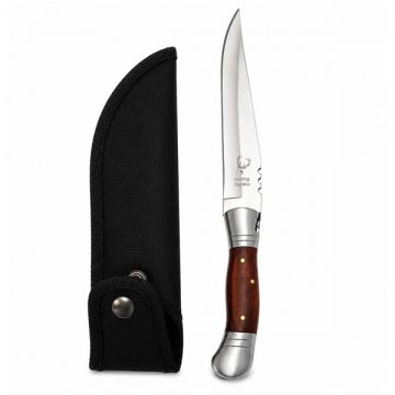 Cutit Briceag Pliabil cu Maner din Lemn si Teaca Textila DEPOX , 28.5 cm, maro