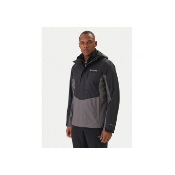 Geaca de ploaie barbati -  nylon reciclat - negru - fermoar