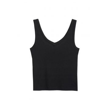 Maiou sport dama  slim - decolteu in V - bumbac 96%/elastan 4% - negru