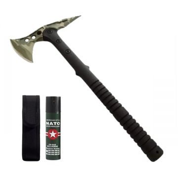 Set topor si spray propulsie jet DEPOX , otel inoxidabil, verde, 40 cm 60 ml, negru, husa inclusa