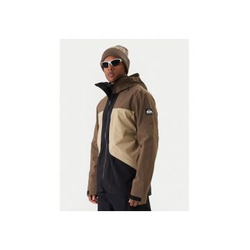 Geaca de snowboard barbati -  fermoar - culoare maro - poliester reciclat -