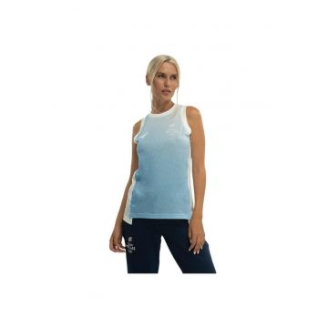 Maiou sport dama  fara maneci - alb albastru - poliester