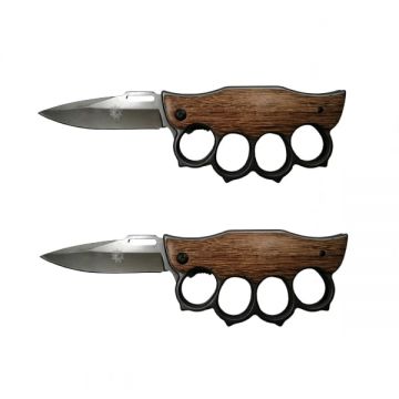 Pachet doua bricege vanatoare Nature Call, maner lemn, 21 cm, maro