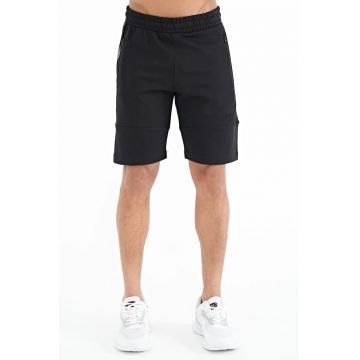 Pantaloni scurti de trening -  elastic - negru - bumbac/poliester -