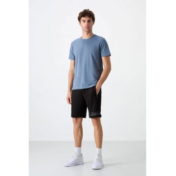 Pantaloni scurti sport -  fleece - negru - 60% bumbac - 40% poliester -