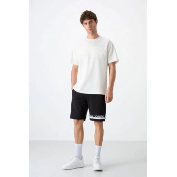 Pantaloni scurti -  trening - negru - bumbac si poliester -