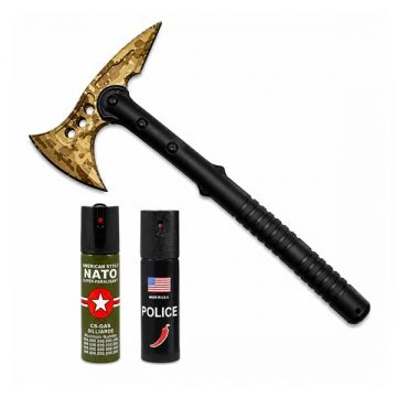 Set topor survivor, spray autoaparare si spray chili DEPOX , 39 cm 110 ml 60 ml
