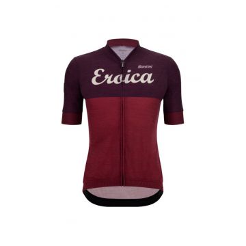 Tricou ciclism barbati  Eroica Luce Wool - Rosu/Visiniu
