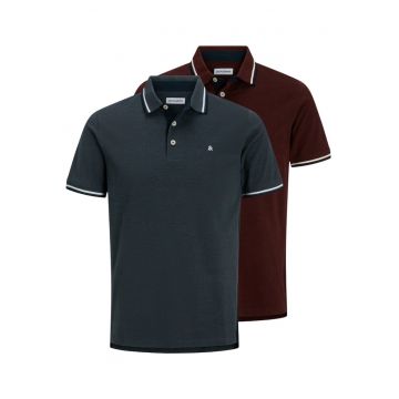 Tricou JACK &JONES Paulos Polo 2PK 62948 - Maro/Albastru