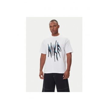Tricou sport barbati  cu model - alb - bumbac