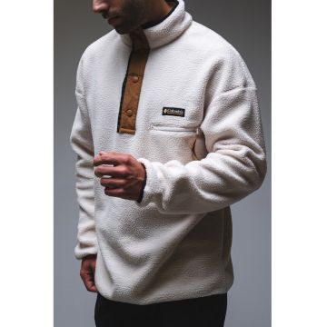 Bluza de trening cu fenta cu capse pentru trekking Helvetia II - Alb fildes/Maro deschis