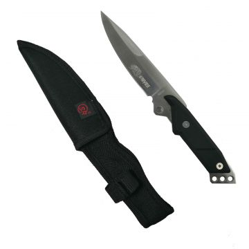 Cutit de vanatoare DEPOX , Chief Blade, otel inoxidabil, argintiu-negru, 24 cm, teaca cadou