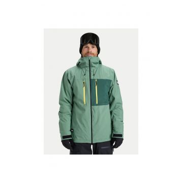 Geaca de snowboard barbati -  verde - poliester - fermoar -