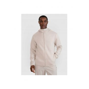 Hanorac sport barbati  bej - gluga - fermoar - material sintetic