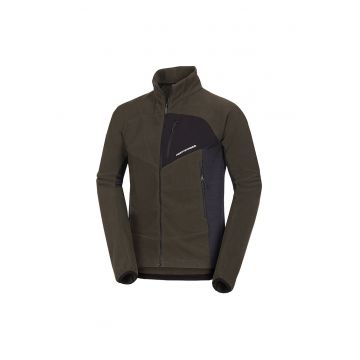 Men's fleece multisport active sweater JEDRZEJ - Negru/Verde inchis