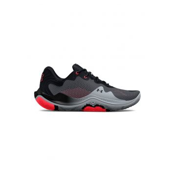 Pantofi unisex de plasa cu insertii sintetice - pentru baschet Spawn 4 - Rosu/Negru/Gri inchis