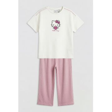 Trening lung cu imprimeu cu Hello Kitty - Roz aprins/Alb optic/Roz prafuit