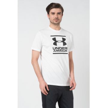 Tricou cu imprimeu logo pentru fitness GL Foundation - Alb