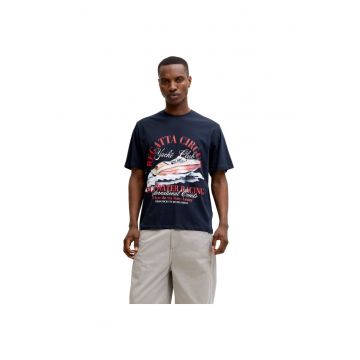Tricou JACK &JONES Watercolour SS Crew Neck 58658 - Albastru inchis