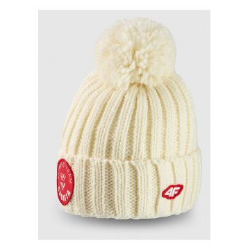 Caciula sport  Milano-Cortina alba cu pompon L/XL