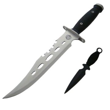 Cutit de vanatoare DEPOX , Unity Blade, 36 cm, argintiu, teaca piele inclusa