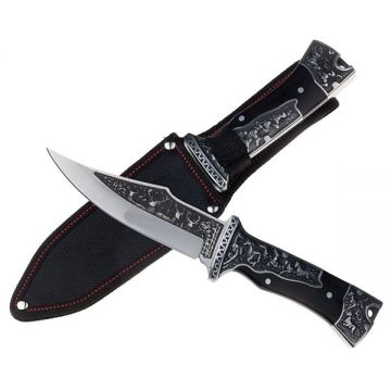 Cutit de vanatoare, design ornament vanatoare, 27.5 cm, negru