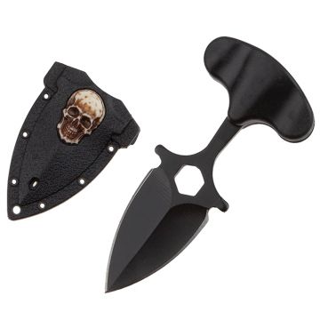 Cutit tactic de camping DEPOX , Death Valley, 8 cm, negru, teaca inclusa