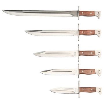 Set 5 cutite de vanatoare DEPOX , Ak Undercover, otel inoxidabil, maro, teaca inclusa