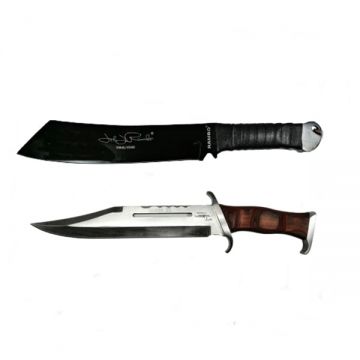 Set Cutit si Maceta Rambo IV, DEPOX , Otel inoxidabil, Teaca inclusa