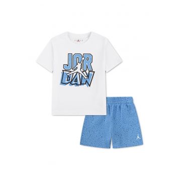 Set de pantaloni scurti si tricou - pentru baschet JDB MJ THE GREATEST SPECKLE - Albastru pastel/Alb optic