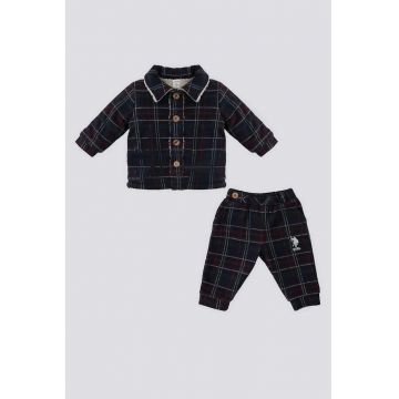 Set de pantaloni si jacheta cu model in carouri - 2 piese - Rosu/Verde/Albastru ultramarin